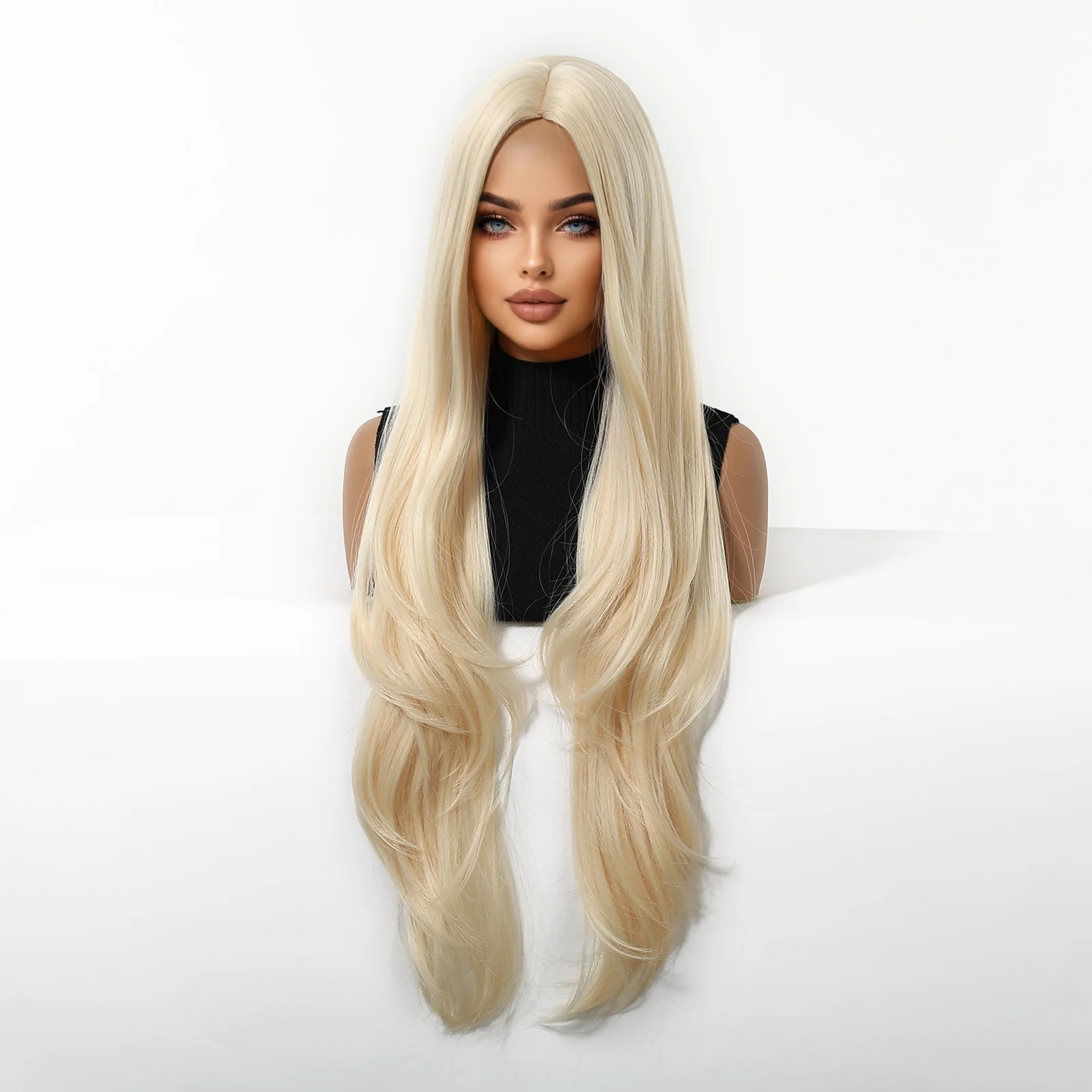 شقراء يونيكورن الذهبي شقراء الطبقات الجزء الأوسط طويل متموج شعر مستعار اصطناعي للنساء مقاومة للحرارة الطبيعية المظهر اليومي الطرف #3