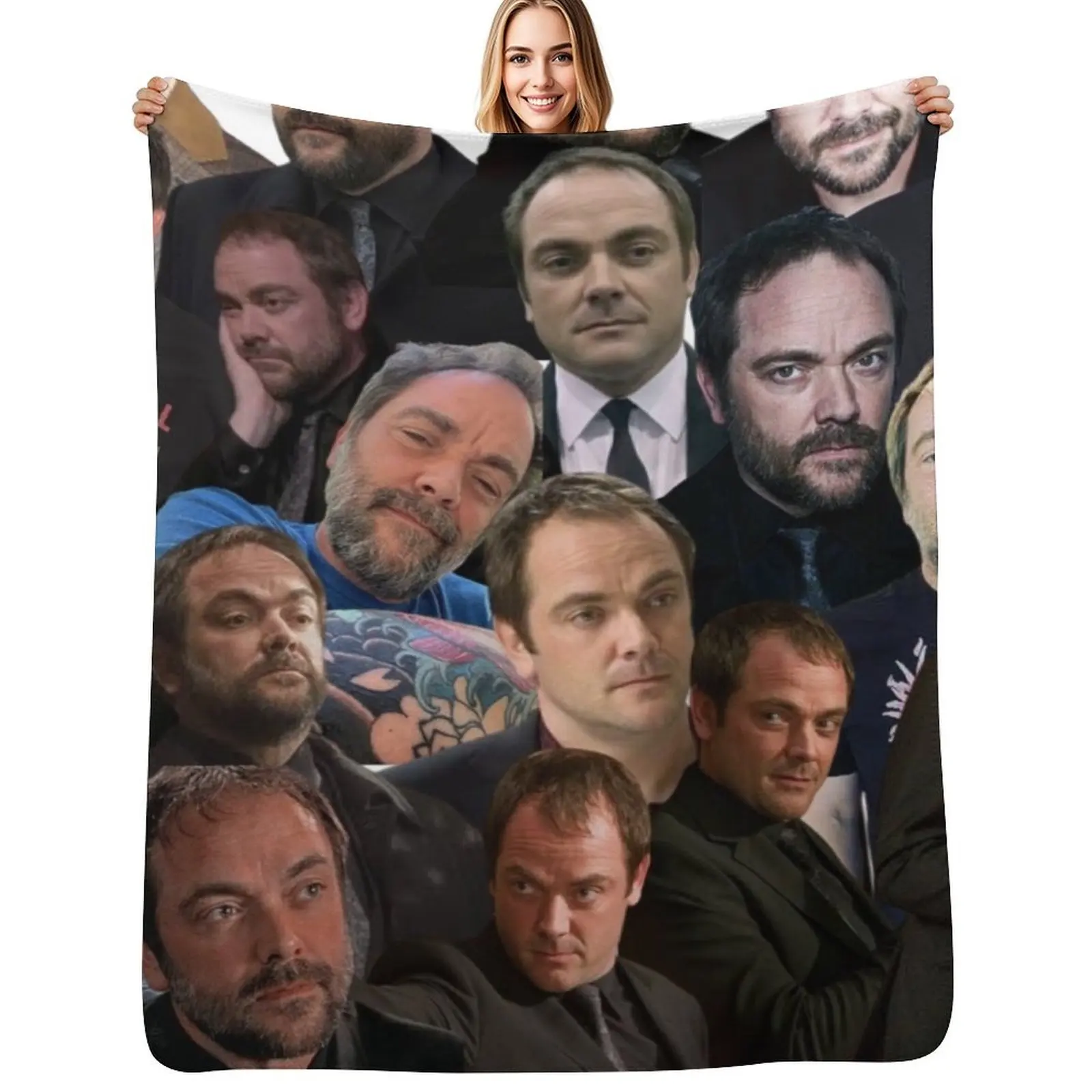 

Mark Sheppard photo collage Throw Blanket Weighted Thermals For Travel Cute Plaid Retros Blankets