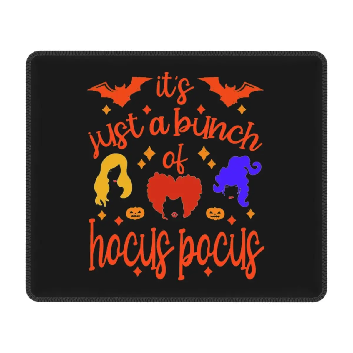 Custom Gamer Mouse Pad Non-Slip Rubber Base Hocus Pocus Bat Halloween Witches Mousepad Office Desk Computer Mat