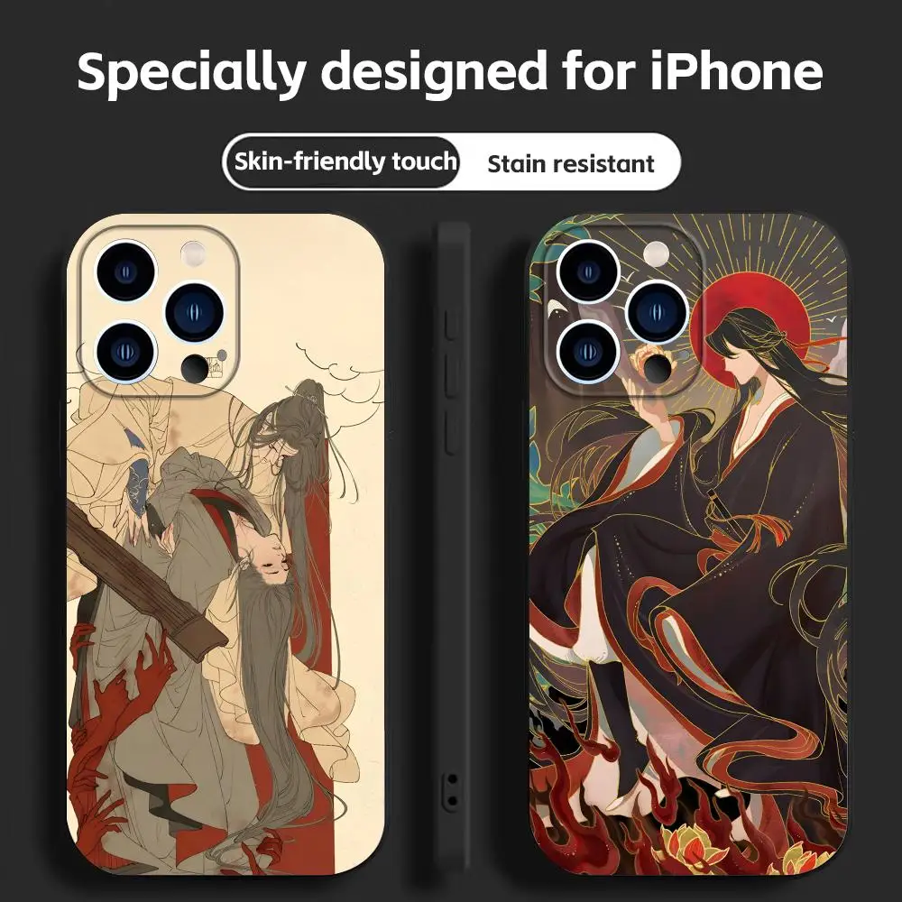 Hot anime Mo Dao Zu Shi  Phone Case For iPhone 16 16e 15 14 13 12 11 Plus Mini Pro Max Soft black Shockproof Cover
