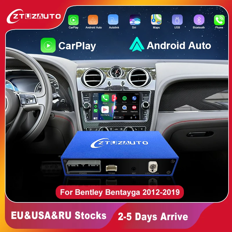 Wireless CarPlay For Bentley Bentayga 12-19 Android Auto Airplay Mirror link Retrofit Car Ai Box Multimedia USB Navigation DSP