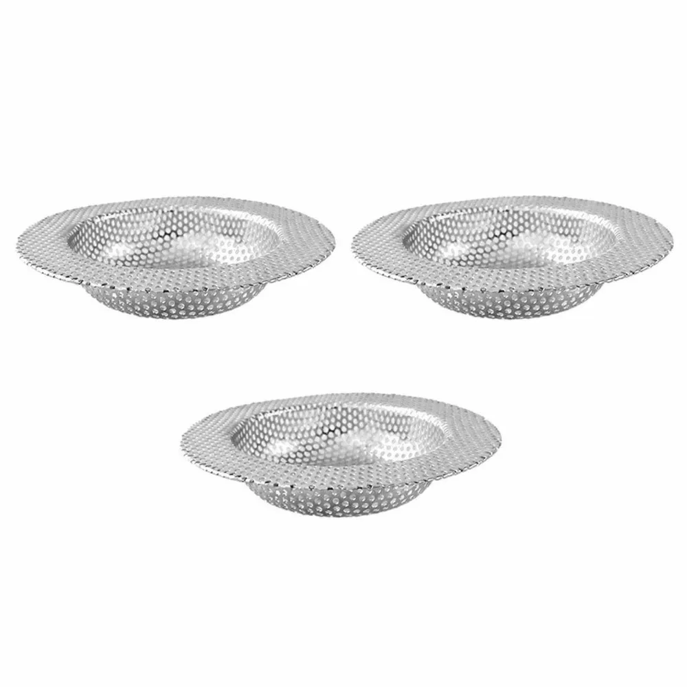 3 Pack Stainless Steel Sink Strainer Rustproof Large Wide Edge Sink Drain Basket Silver Mesh Design Shower Drain Hair Trap