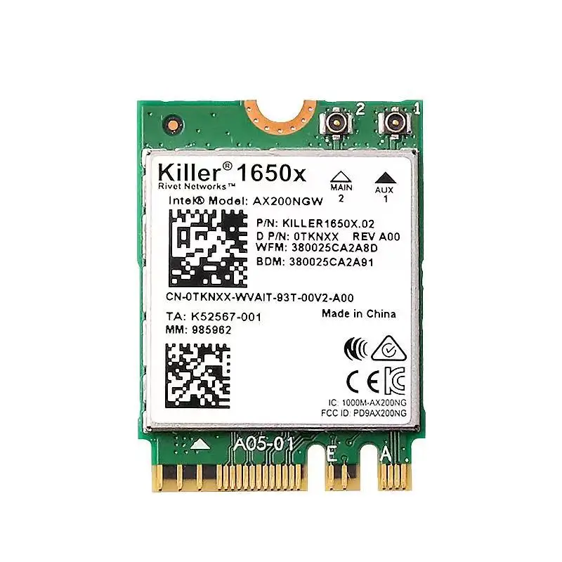 Intel Killer 1650X Dual Band 2400M Bluetooth 5.1โน้ตบุ๊คหรือเดสก์ท็อป Gigabit เครือข่ายไร้สายการ์ด Transcend AX200สนับสนุน Win11