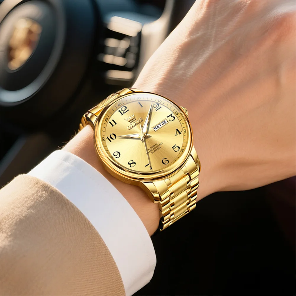 OLEVS 7072 Neue Herrenuhr Original Einfache Automatische Mechanische Uhr Wasserdicht Edelstahl Tag Datum Uhr Für Mann Geschenke