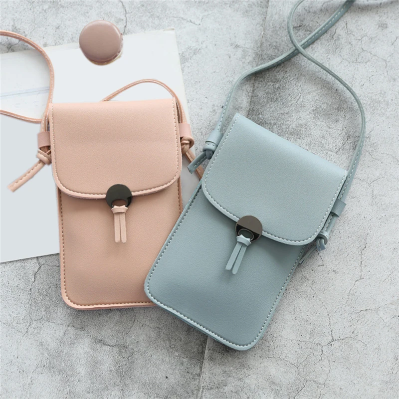 Transparent Touch Screen Retro Simple Mobile Phone Bag Women PU Chain Messenger Bags Small Flap Bag Mini Shoulder Bag Dropship