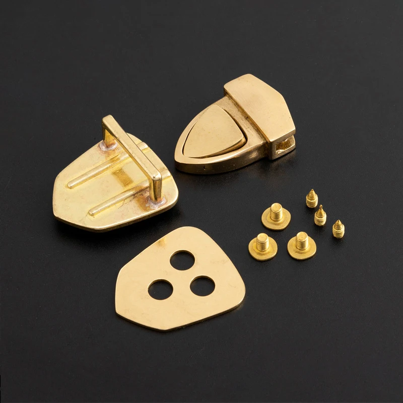 Solid Brass Metal Tuck Lock Push Lock Closure Catch Clasp Buckle Fasteners for Leather Craft Bag Case Handbag Purse Briefcase