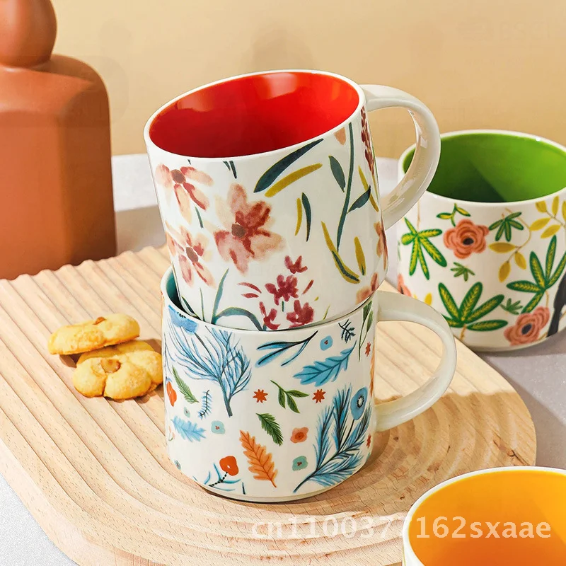 

Large Capacity Ceramic Mug Creative Trend Glaze Color Design Home Breakfast Cup Universal Gift for Various Occasions
