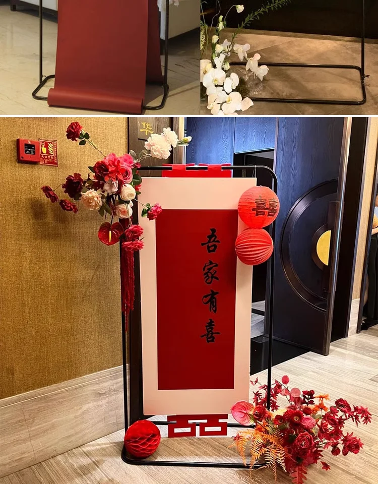 Wedding Welcome Area Sign Iron Frame Stand Acrylic DIY Panel Stage Background Arch Flower Birthday Party Balloon Hanging Rack