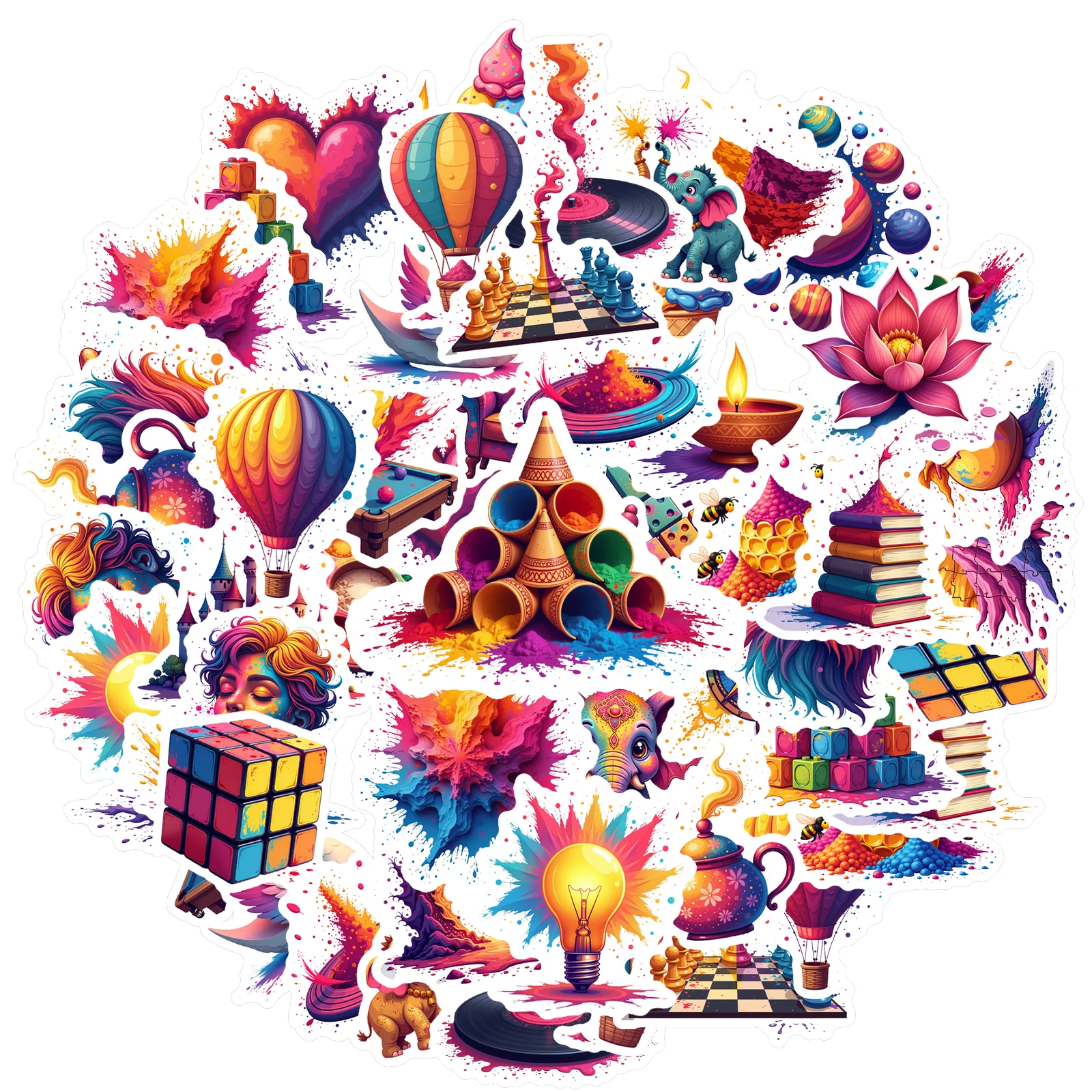 

35 шт.-50 шт. яркие наклейки, динамические канцелярские наклейки, наклейки «сделай сам», для ноутбука, багажа, чашки мобильного телефона, гитары, сделай сам