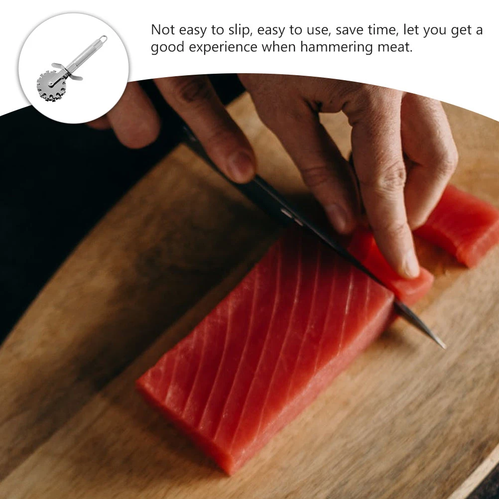 

2pcs Stainless Steel Meat Tenderizer Roller Long Handle Anti-Slip For Steak Chicken Pork Beef Kitchen Supply Meat Loosening Tool