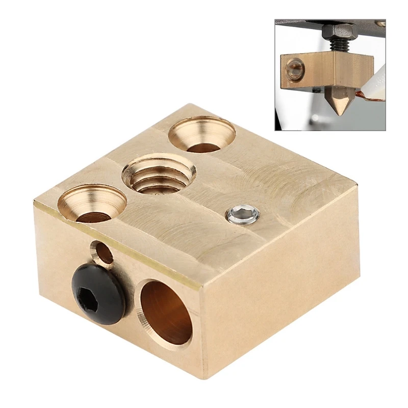 3D Printer Heatblock Brass Hardened Heater Block for Cr10 E3D V6 Nozzles Extruder Kit High Temperature AR29 22 Dropshipping