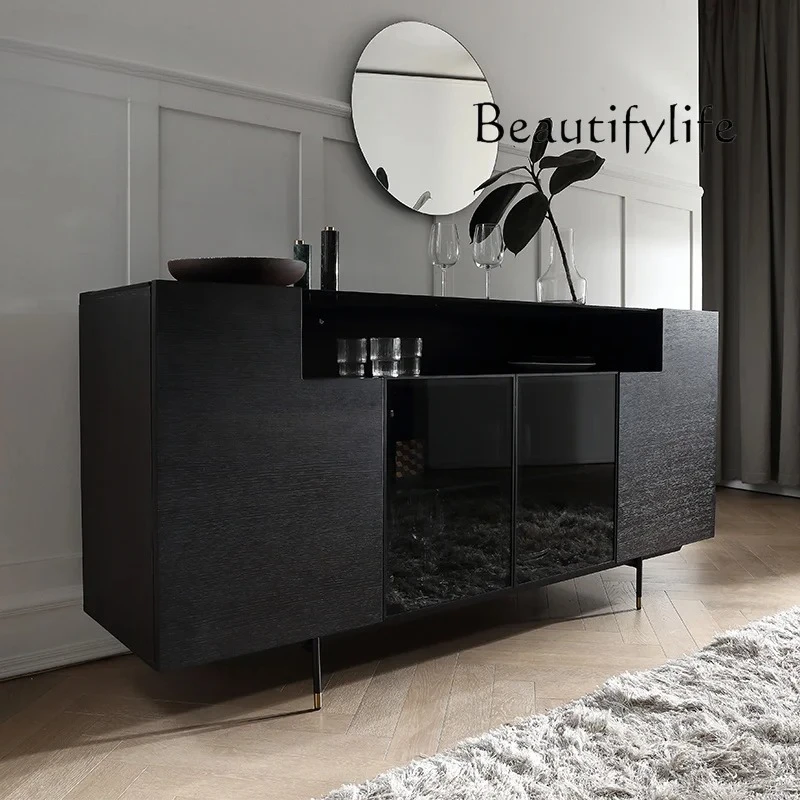 

Italian minimalist glass storage tea cabinet Open-door wine cabinet Modern minimalist light luxury Nordic side cabinet
