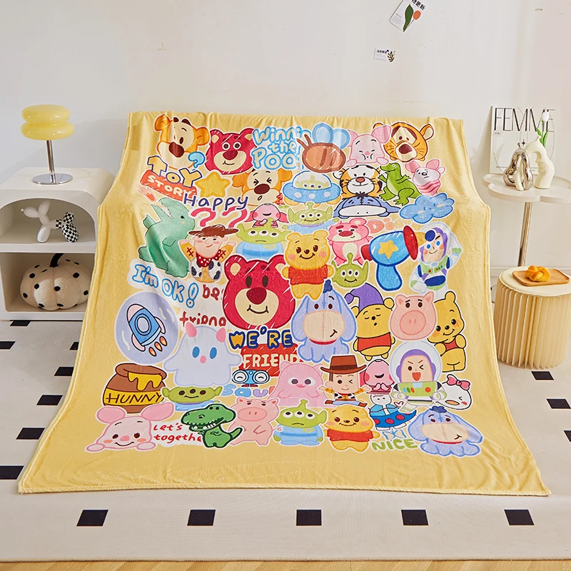 Disney Strawberry Bear Three Eyes Boy Farfarer Fleece Blanket Student Dormitory Children's Napping Blanket Warm Blanket