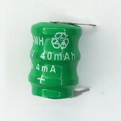 1PCS/LOT NI-MH 3.6V 40mAh With Pins Button Cell Rechargable Battery For Clock.