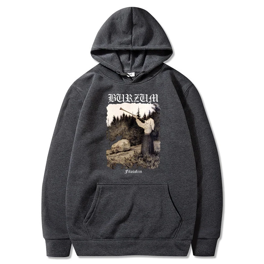 Burzum-Sudadera con capucha de Banda de Música de Metal para mujer, jersey de manga larga Simple, tendencia urbana, sudadera grande de Hip Hop