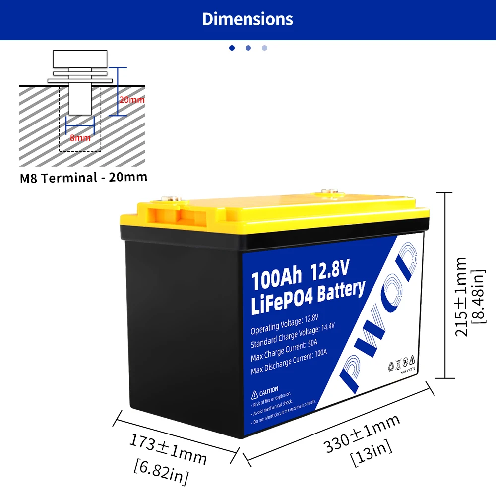 Grade A 12V LiFePo4 Battery Pack 100Ah Rechargeable Lithium Iron Phosphate Battery Bulit-in BMS For RV Boat Home Storage Energy