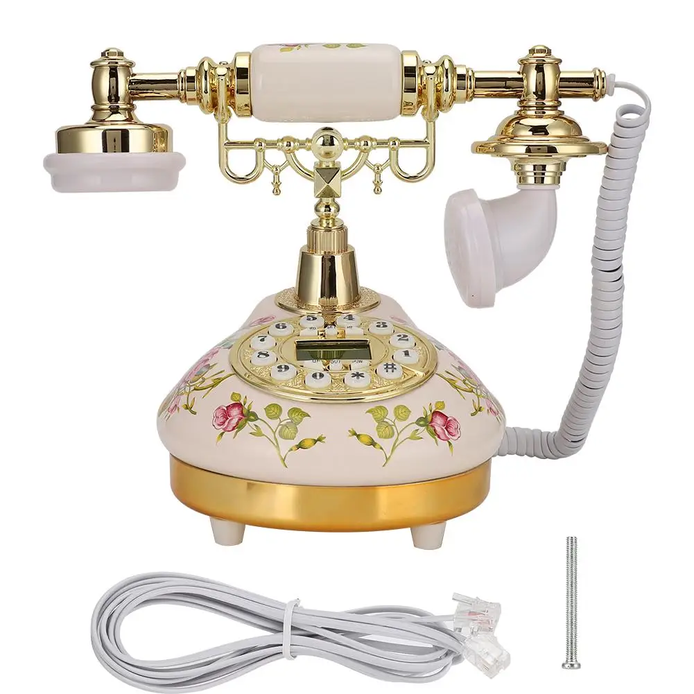 MS9100 Antique Retro Corded Telephone - Vintage Ceramic Landline Desk Phone for Home, for office & Hotel Décor