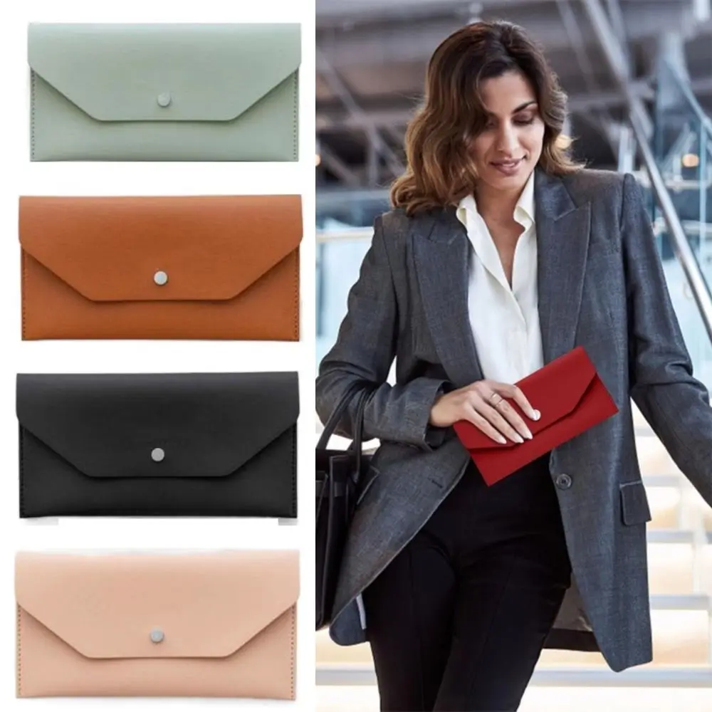 Ultra-thin Cash Envelope Wallet Wear-resistant PU Leather Money Binder Organizer Waterproof Money Pouch Holder Male Female