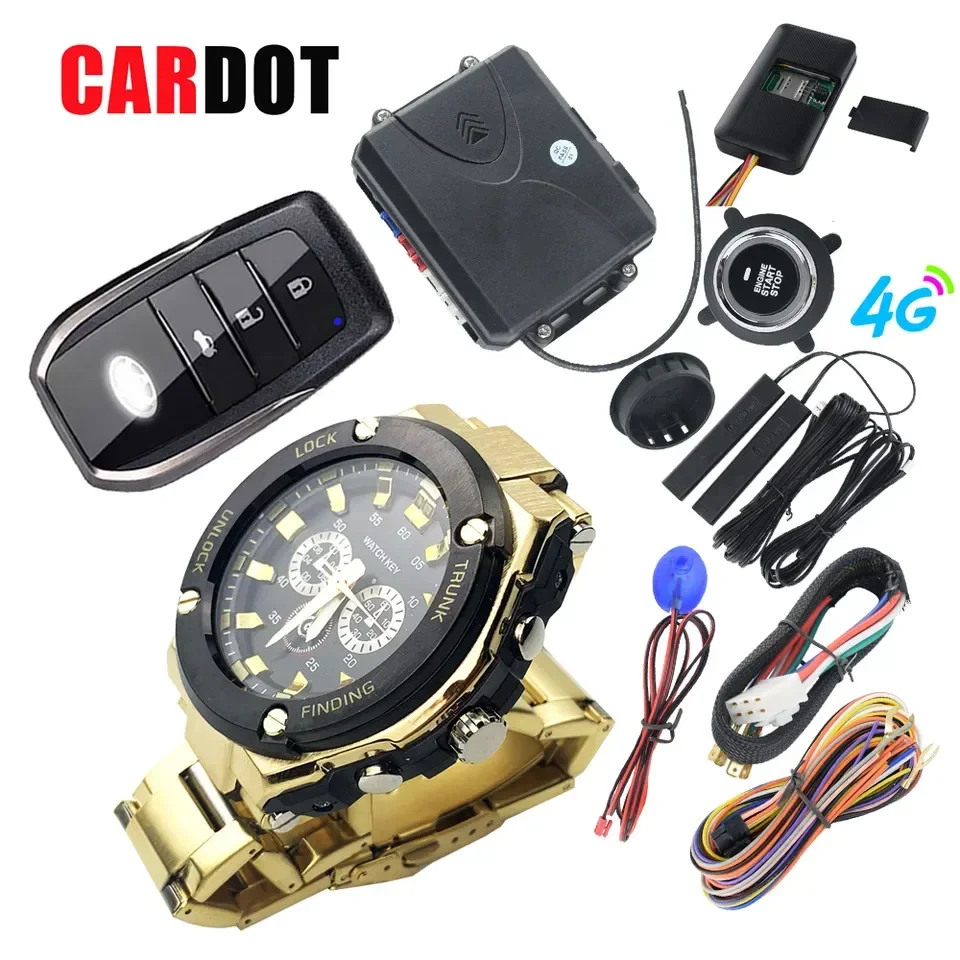 

Car Accessories Watch Key 4G Smart Phone Control Keyless Entry Remote Push Start Stop Car Alarm System