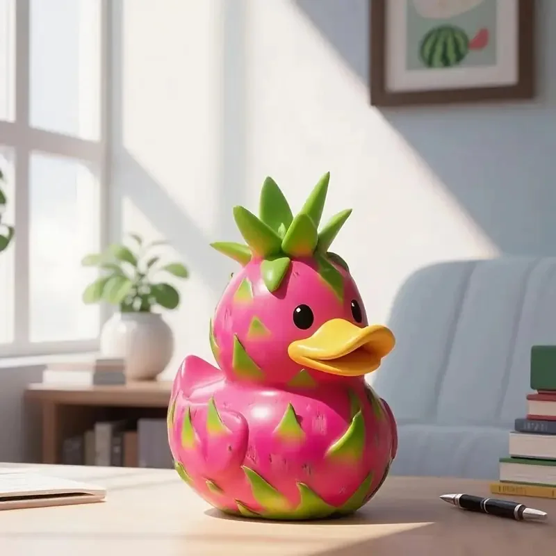 

Cross border new cute watermelon duck ornament, dragon fruit fruit series duck statue ornament, home desktop decoration