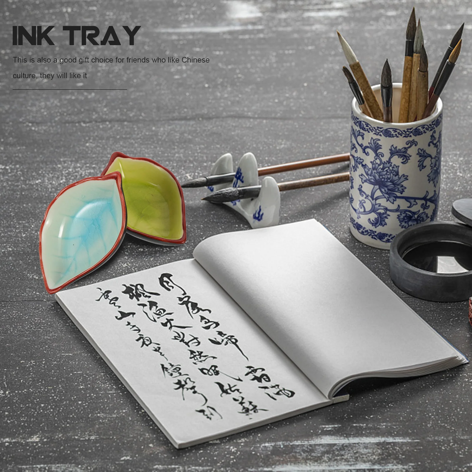 2 Stuks Kalligrafie Inkt Schotel Praktisch Ontwerp Studeerkamer Kantoor Decor Chinese Borstel Pen Rest Keramische Water Schotel