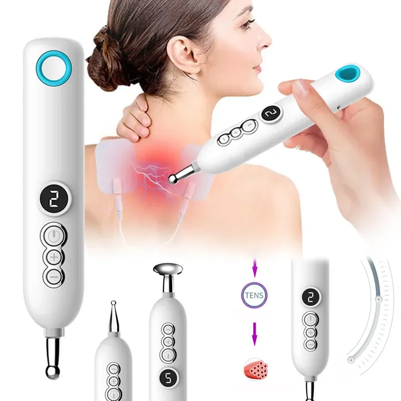 Body Massage Pen 5 In 1 Acupuncture Pen Meridian Energy Pen Pain Relief Point Detector Device Health Laser Therapy Massager Gun