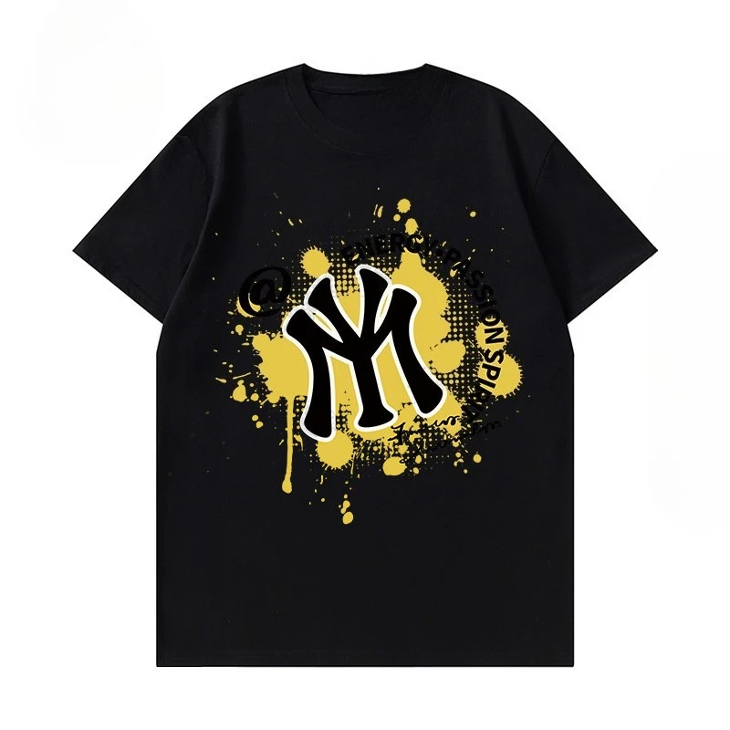 Yellow Paint Splash Abstract Symbol Graphic T‑Shirt Unisex Short‑Sleeve Casual Top Ink Splatter Art Print For Fashion Lovers