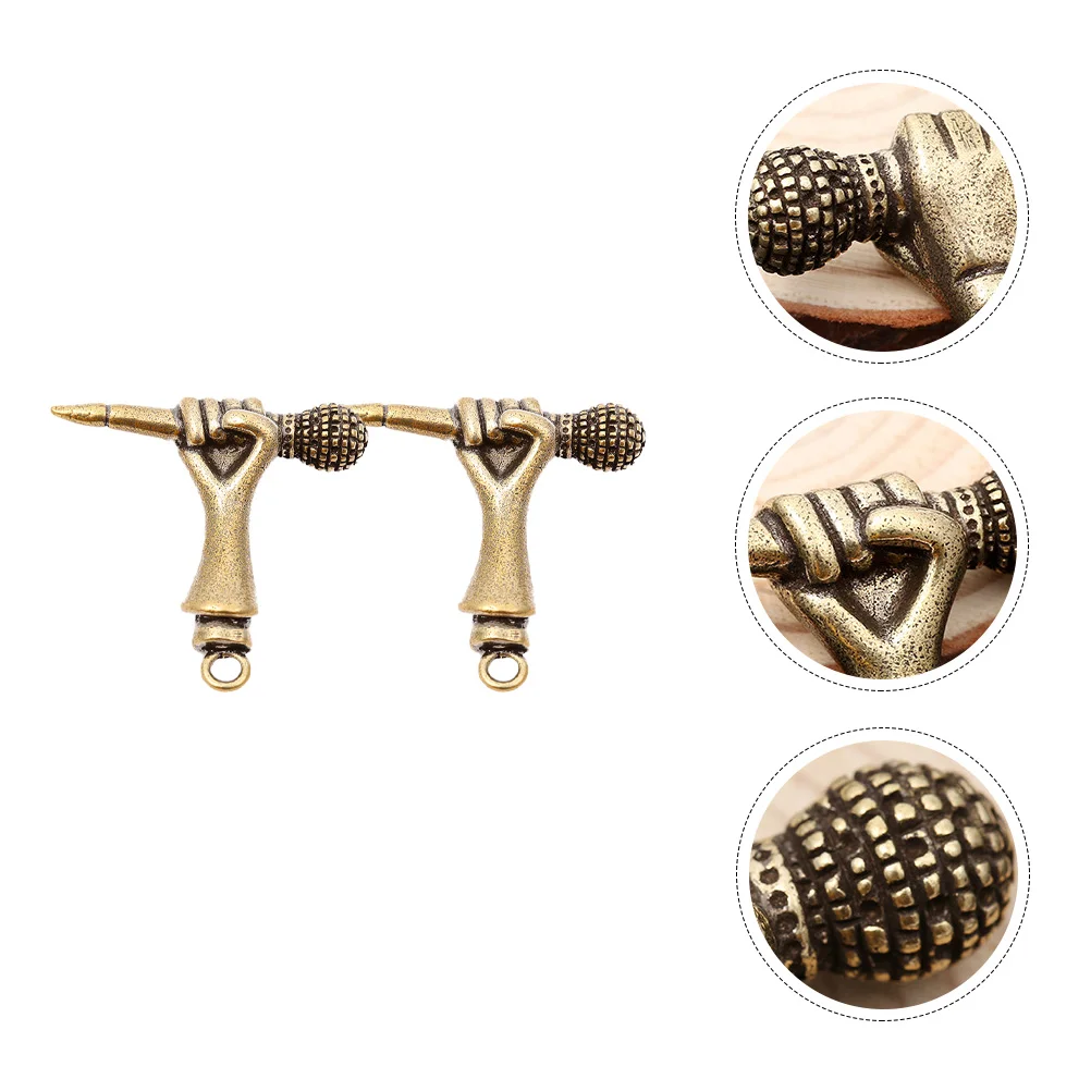 

2pcs Microphone Keychain Pendant Diy Decorative Keyholder Durable Creative Hanging Accessory For Handbag Backpack Car Key