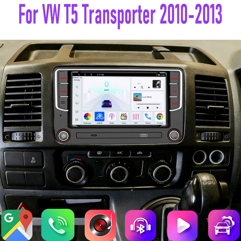 

7" 4GB+64GB For VW T5 Transporter 2010-2013 Car Radio Steering Wheel Control Google Map Head Unit GPS Reversing Image