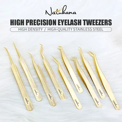 Professional Wholesale Gold Eyelash Tweezers Volume False Lash Tweezer Stainless Steel Tweezers Makeup Tools