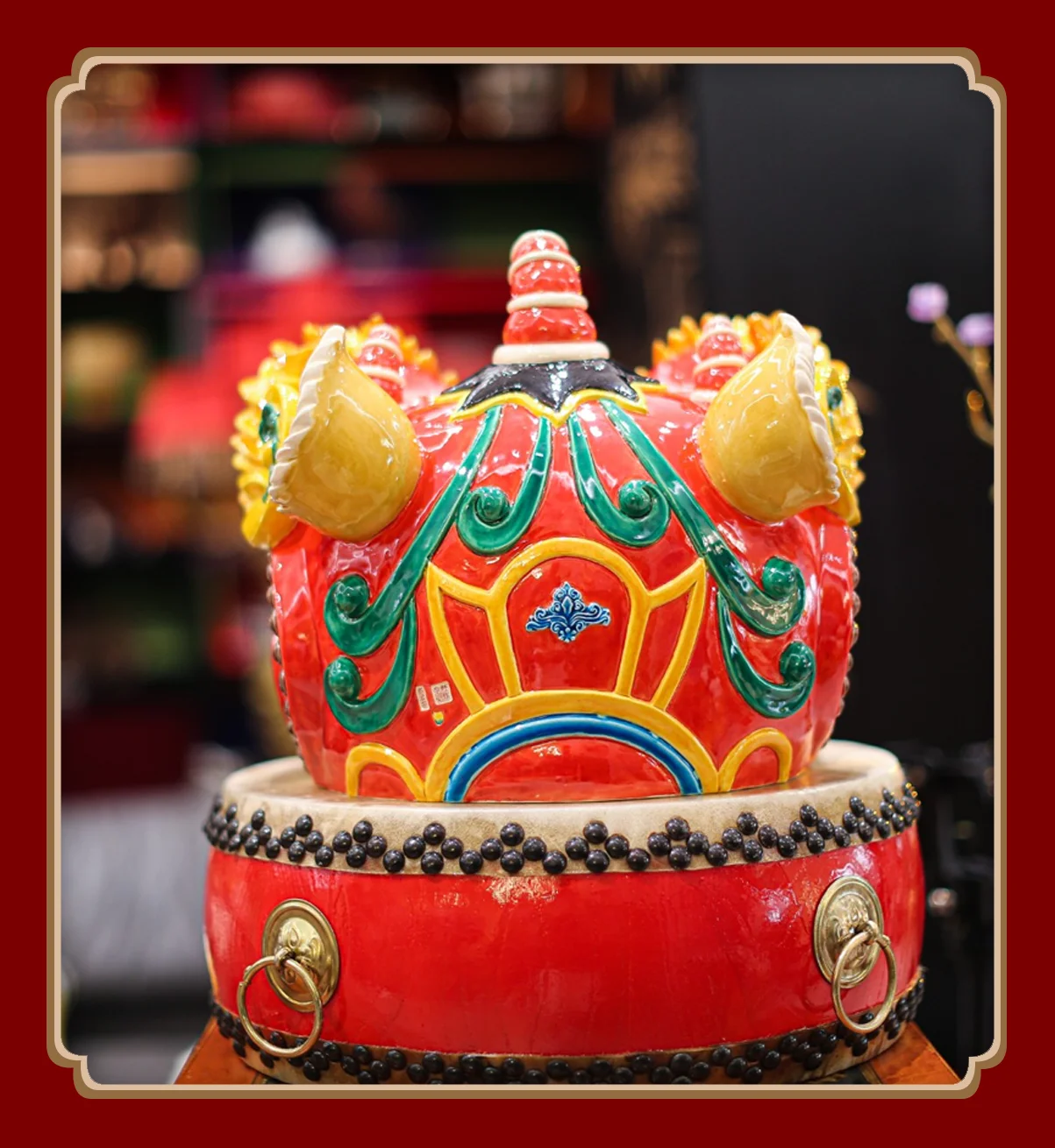 Großer Löwenkopf, handgefertigte Keramik-Wohnzimmertischdekoration, Eingangsdekoration