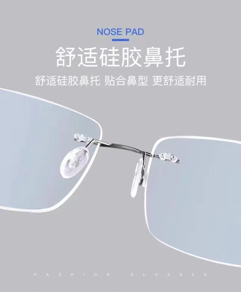 Randlose Lesebrille Männer Vergrößerung Brillen Presbyopie Brille Dioptrien Diamant Schneiden +1,0 Bis +3,5 Blau Licht Blockieren Glas – Detail 10