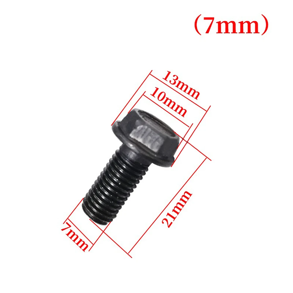 10pcs Saw Blade Bolt Black Carbon Steel M8 M7 M6 Left Hand Thread Hex Flange For Cutting Machine High Strength Hardness Tools