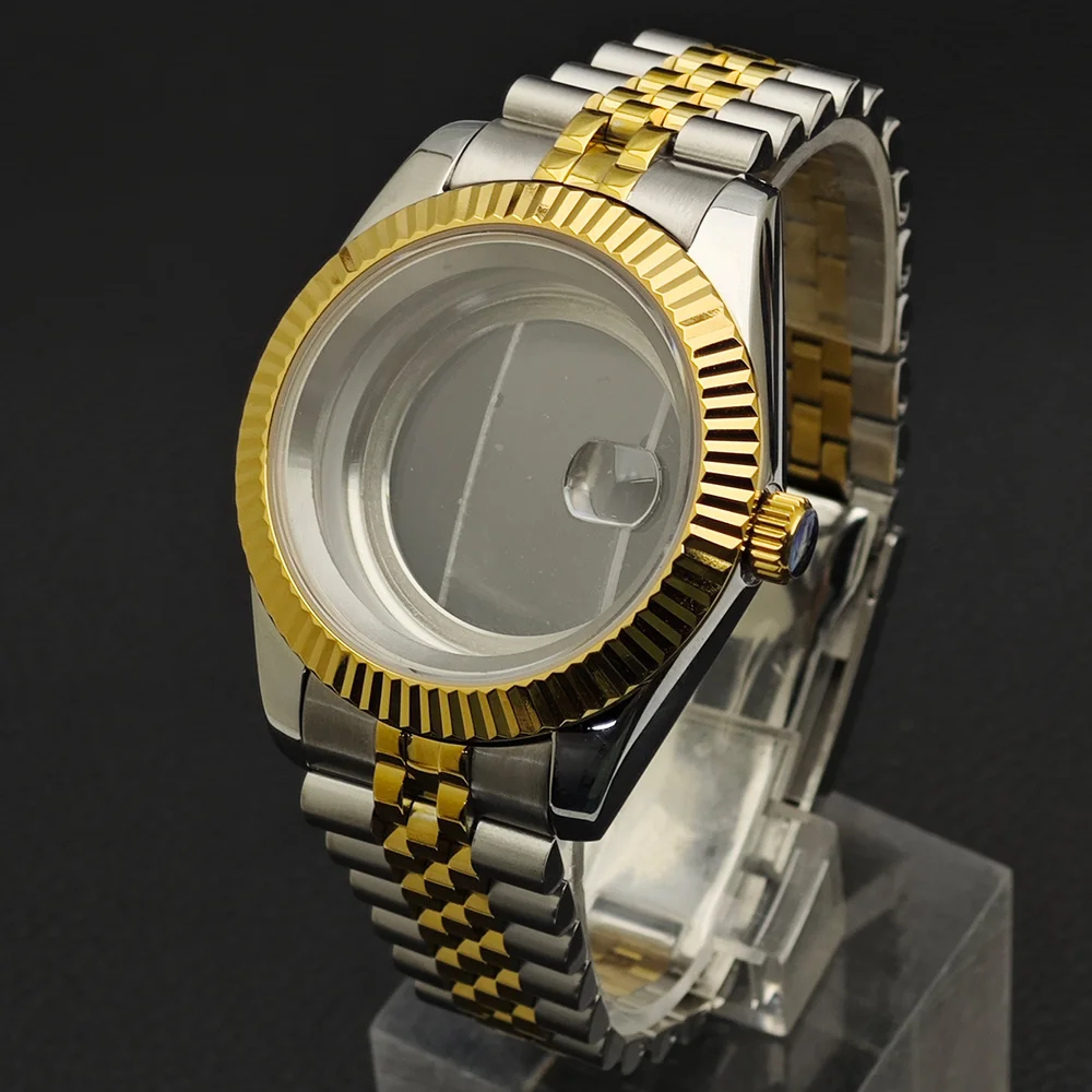 

Корпус NH35, 36 мм/41 мм, серебристый/черный, роскошный мужской стальной корпус, подходит для NH35, NH36, корпус с механизмом, корпус из сапфирового стекла, ремешок 20 мм, коробка для часов