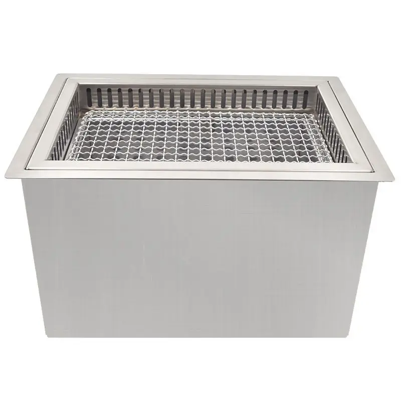 

Stainless steel inlaid charcoal grill, barbecue grill under smoke exhaust grill for commercial use