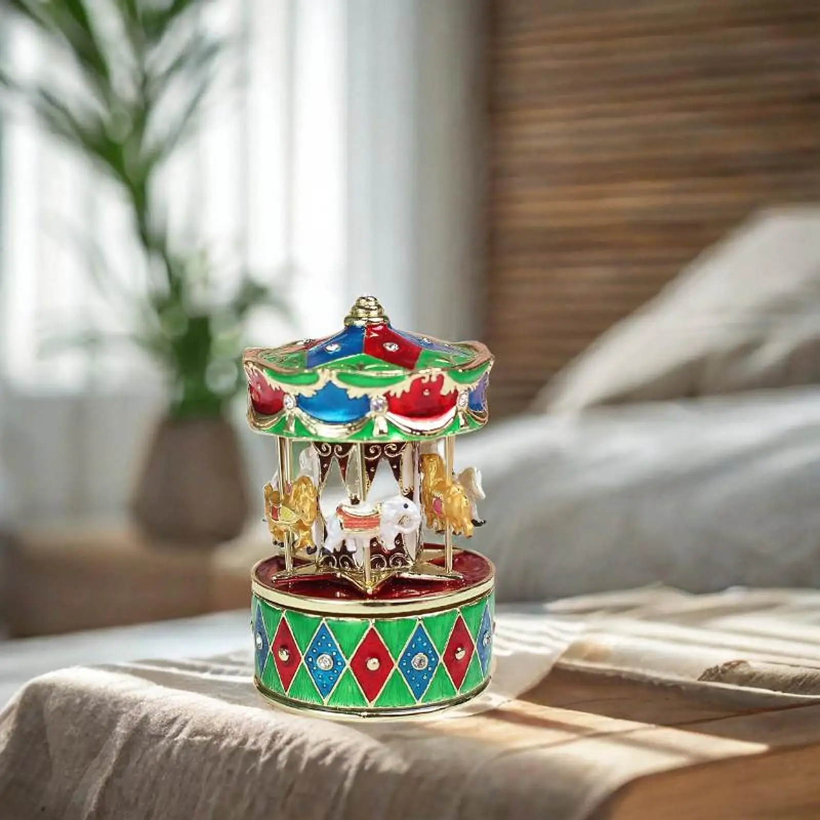 

Carousel Go Round Adornment Christmas Decoration for Mantel Cabinet Tabletop