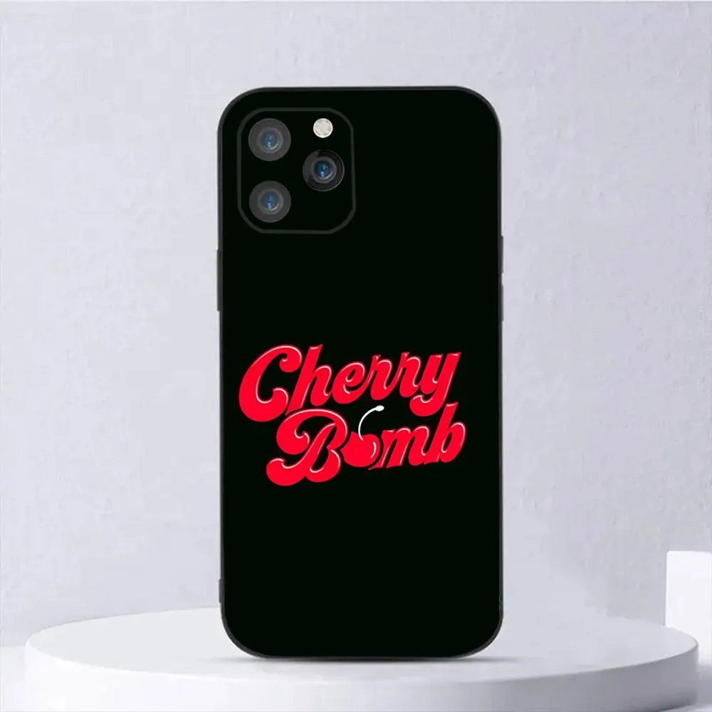 Red Cherry Fruit Phone Case For iPhone 15,14,13,12,11,Plus,Pro Max,XS,X,XR,SE,Mini,8,7 Soft Silicone Black Cover