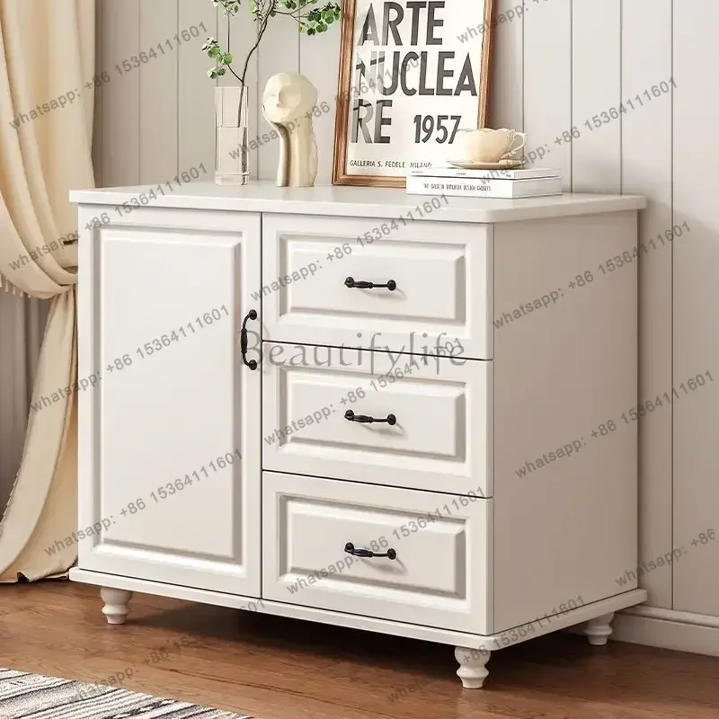 LDAmerican Sideboard Cabinet with4 Drawers, Adjustable Shelves, Wood Three Drawers Provide Additional Space  Cabinet