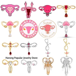 Harong Enamel Medical Pins for Doctor Nurse Gynecology Brooch Uterus Ovary Badge Accessories for Lapel Bag Lanyard Coat