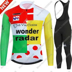 2025 La Vie Claire Team Cycling Jersey Set Winter Clothing Suit Mens Long Sleeve MTB Bike Road Pants Bib Ropa Ciclismo