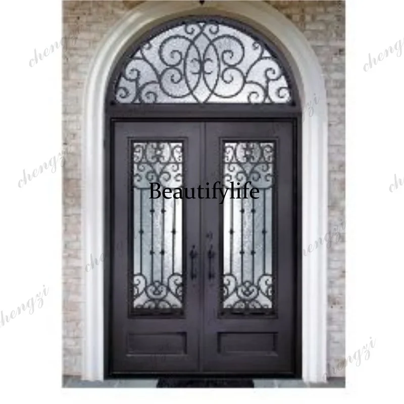 TTT  Customization Simple Design Double Leaf Aluminum Entry Door With 180 Degree Open Style Iron French Security Front For House