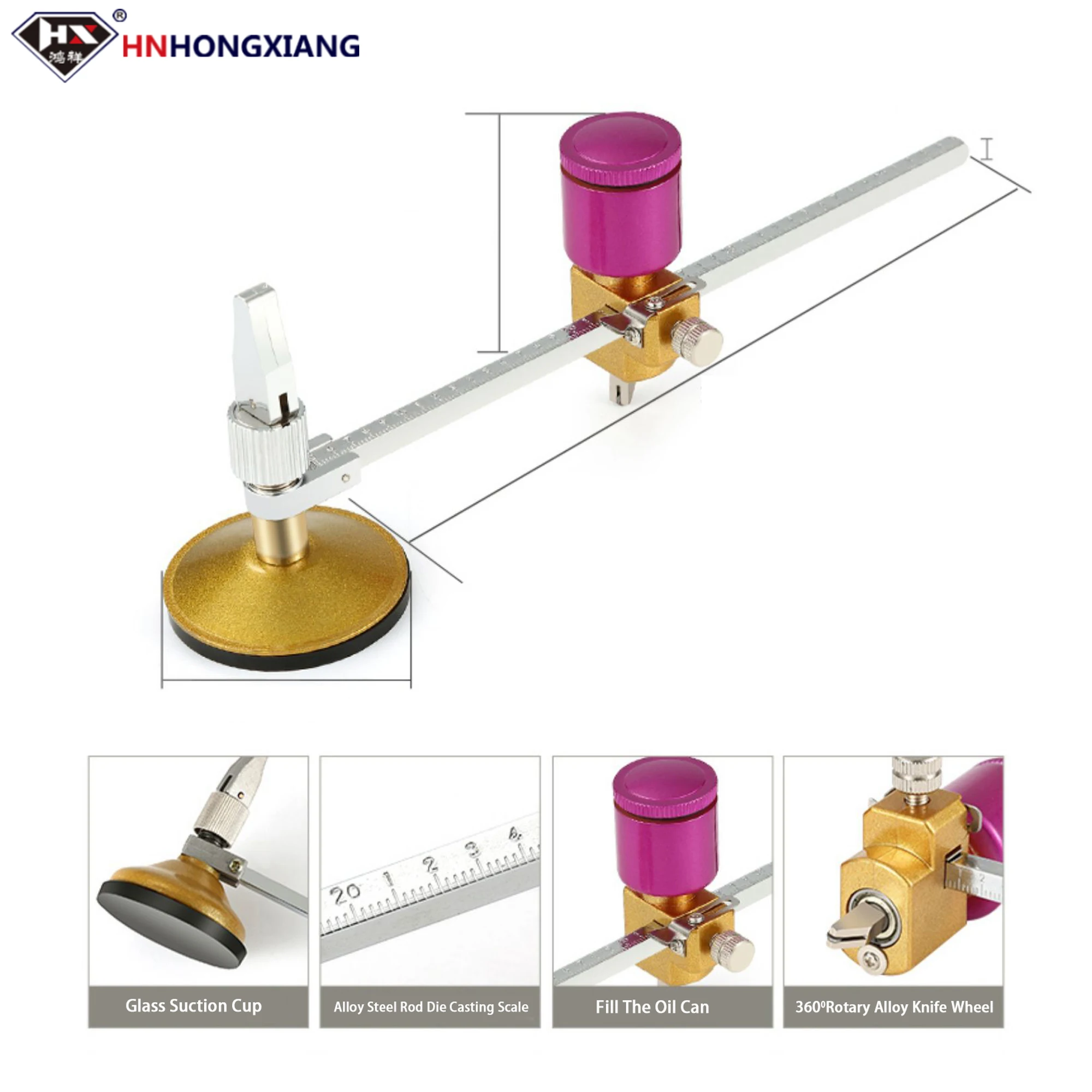 

HX Cutting Wheels Compasses Glass Suction Diamond Glass Circle Cutter