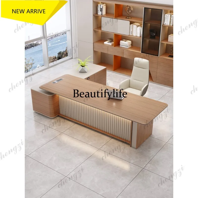 L181 High-end desk office boss table light luxury high-end sense simple modern president table combination