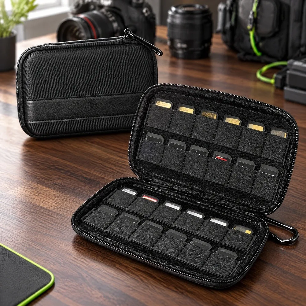 1pc 24-Slot EVA Memory Card Case Water-Resistant Compact Storage EVA Memory Card Bag For Photographers Videographers