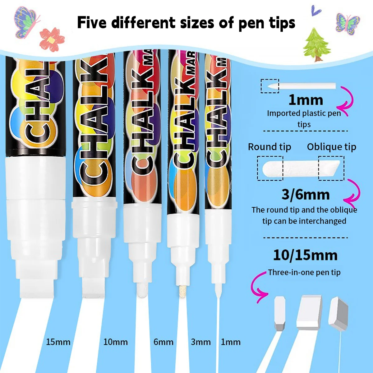 White Liquid Chalk Graffiti Erasable Advertising Fluorescent Board Pen Water-soluble Dust-free and Dirty Hands Chalkboard Pen image 4