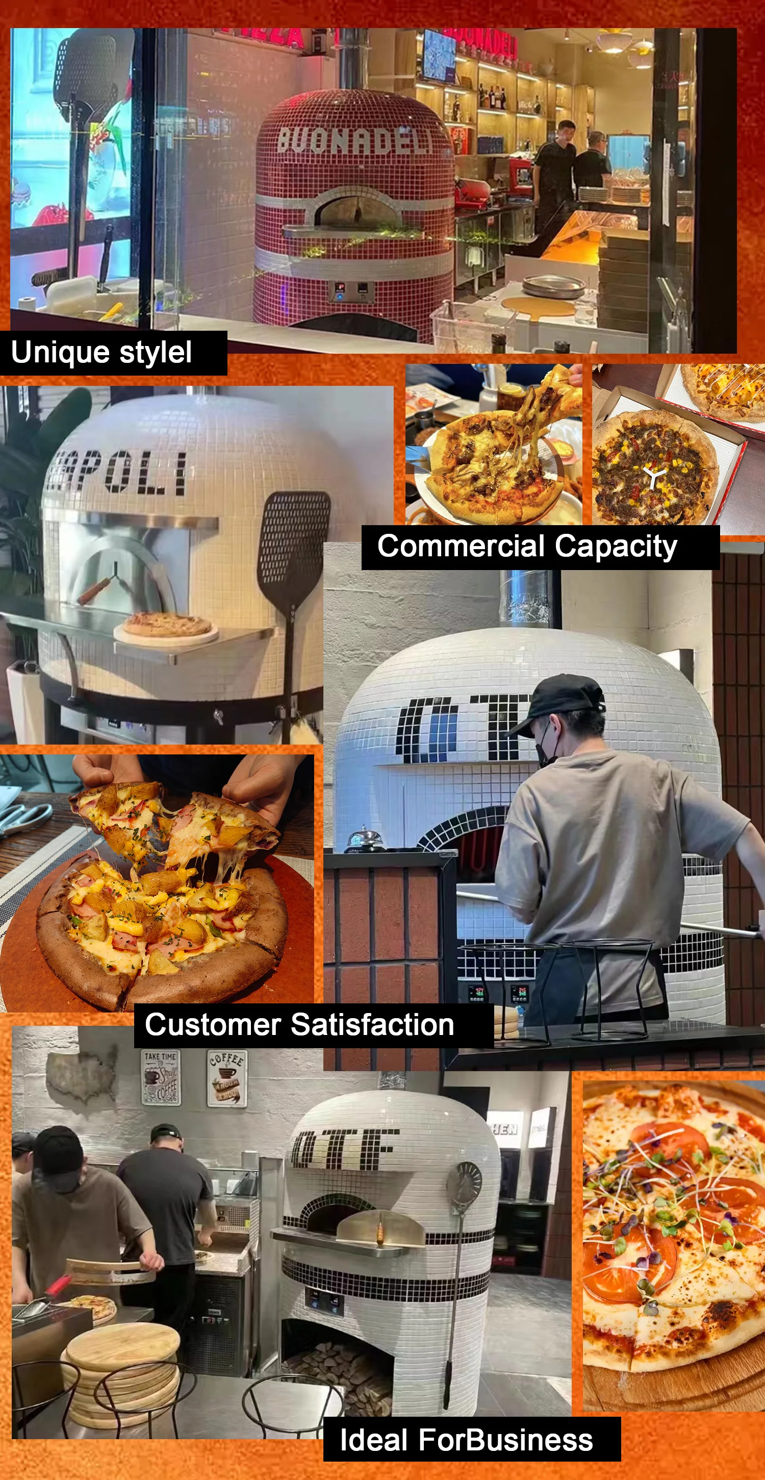 대용량 석재 피자 오븐 최대 500도로 네아폴리탄 피자 굽기 최소 1분 글로브 회전식 피자 킬른