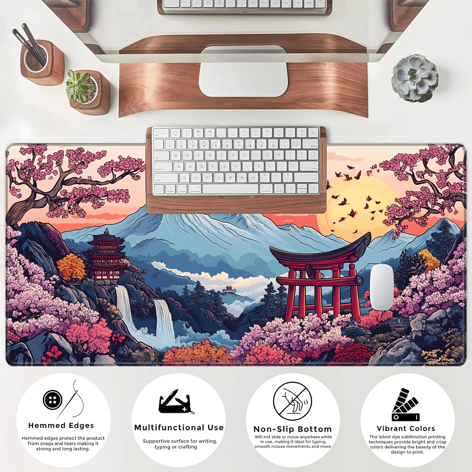 وسادات ماوس أنيمي فورست، تصميم زهر الكرز والمناظر الطبيعية الجبلية، لوحة ماوس على طراز الرسوم المتحركة، مثالية للاستخدام المكتبي للألعاب #4