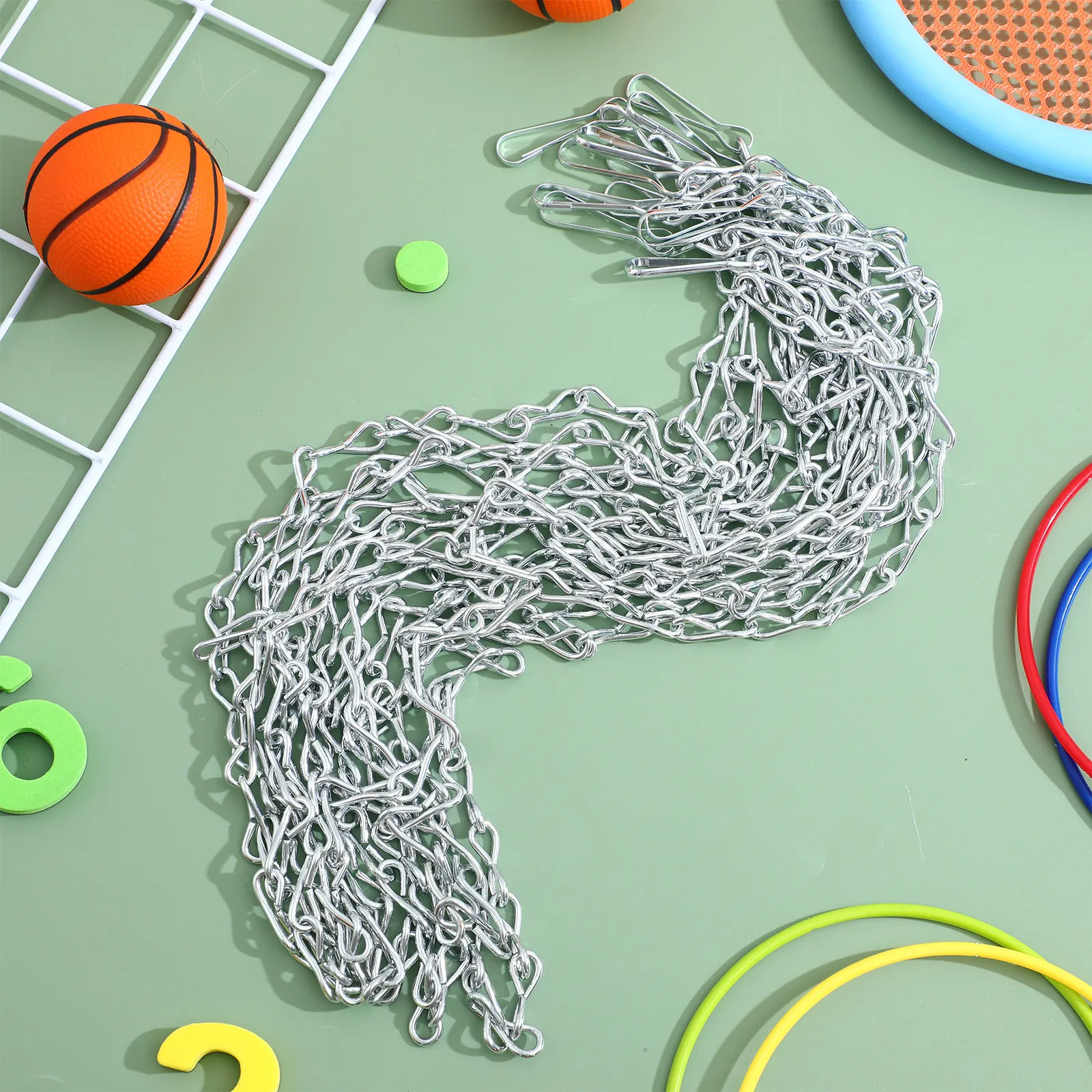 Steel Chain Basketball Net Heavy Duty Rust Resistant for Standard Outdoor Indoor Basketball Hoops Chain Net