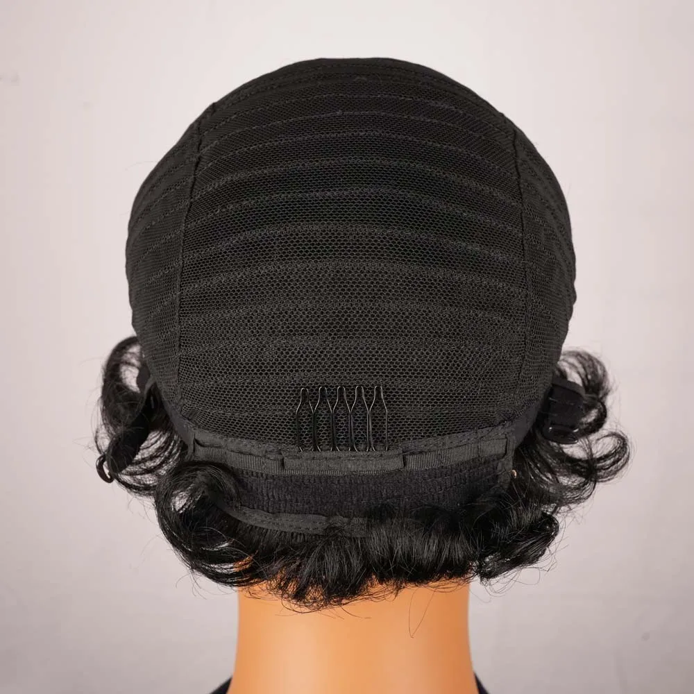 عابث قطع شعر مستعار قصير مجعد شعر ريمي الإنسان شعر مستعار للنساء اللون الطبيعي الطبقات تصفيفة الشعر آلة صنع شعر مستعار للاستخدام اليومي #4