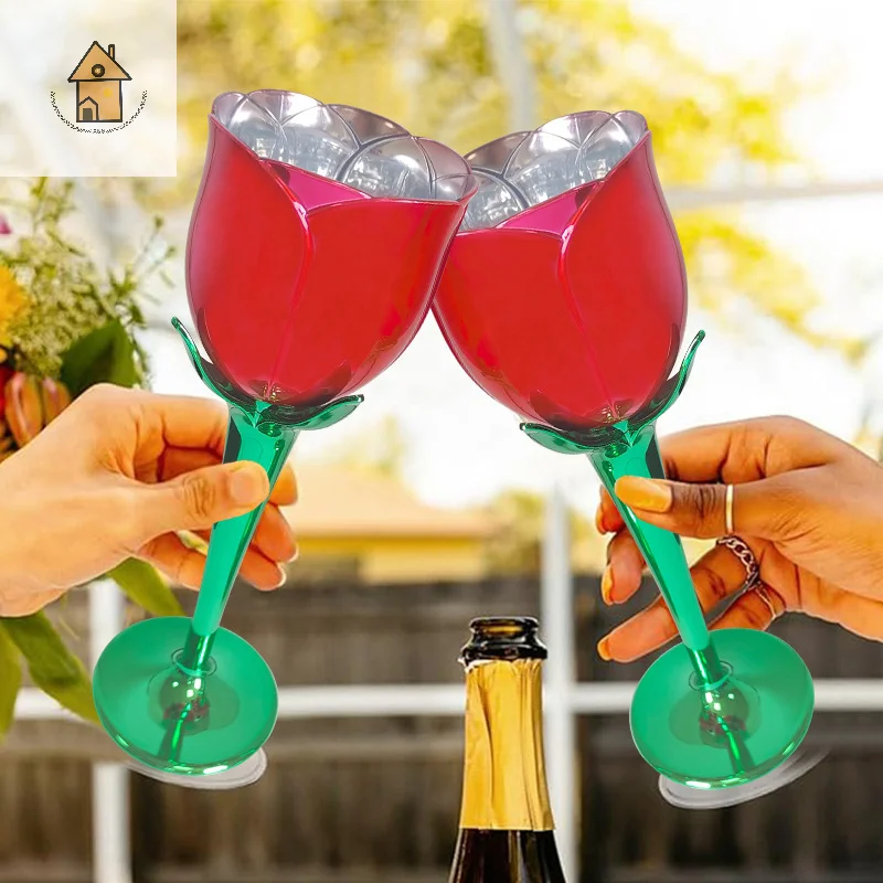 Vaso de plástico galvanizado de 175 ml de cristal rosa para bodas y fiestas, reutilizable y fácil de limpiar para degustación